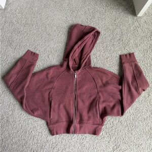 *SOLD* Lululemon Burgundy Fleece Scuba Zip-Up Hoodie Cropped Size 4